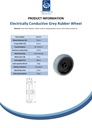 Wheel series 75mm electrically conductive grey TPR-rubber on polypropylene centre 8mm bore hub length 30mm plain bearing 50kg - Spec sheet