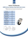 100SS series 50mm stainless steel swivel bolt hole 11mm castor with electrically conductive grey TPR-rubber on polypropylene centre plain bearing wheel 30kg - Spec sheet