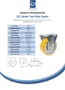 322 series 125mm fixed top plate 105x88mm castor with polyurethane on cast iron centre ball bearing wheel 280kg - Spec sheet