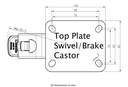 300HTSS series 80mm stainless steel swivel/brake top plate 100x85mm - Plate drawing