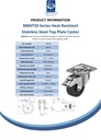 300HTSS series 80mm stainless steel swivel/brake top plate 100x85mm castor with heat resistant thermoplastic plain bearing wheel 100kg - Spec sheet