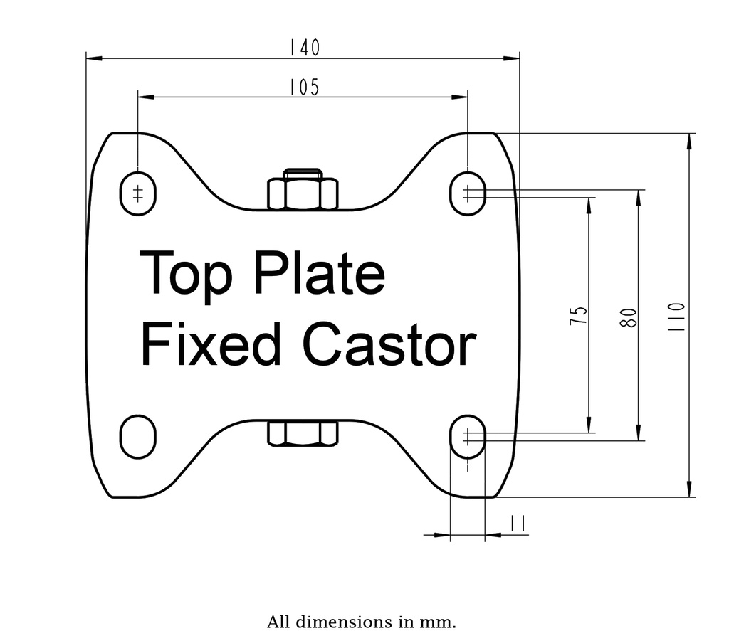 300HT series 150mm fixed  top plate 140x110mm - Plate drawing