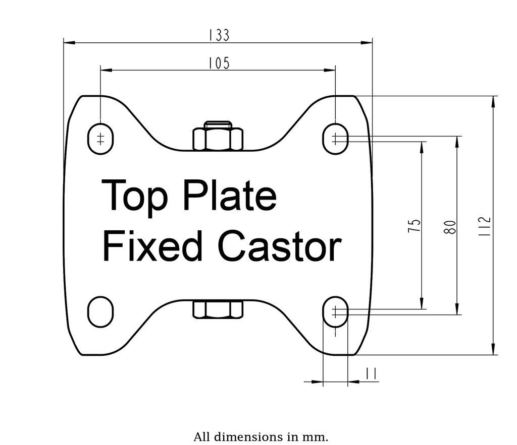 300HT series 150mm fixed  top plate 140x110mm - Plate drawing