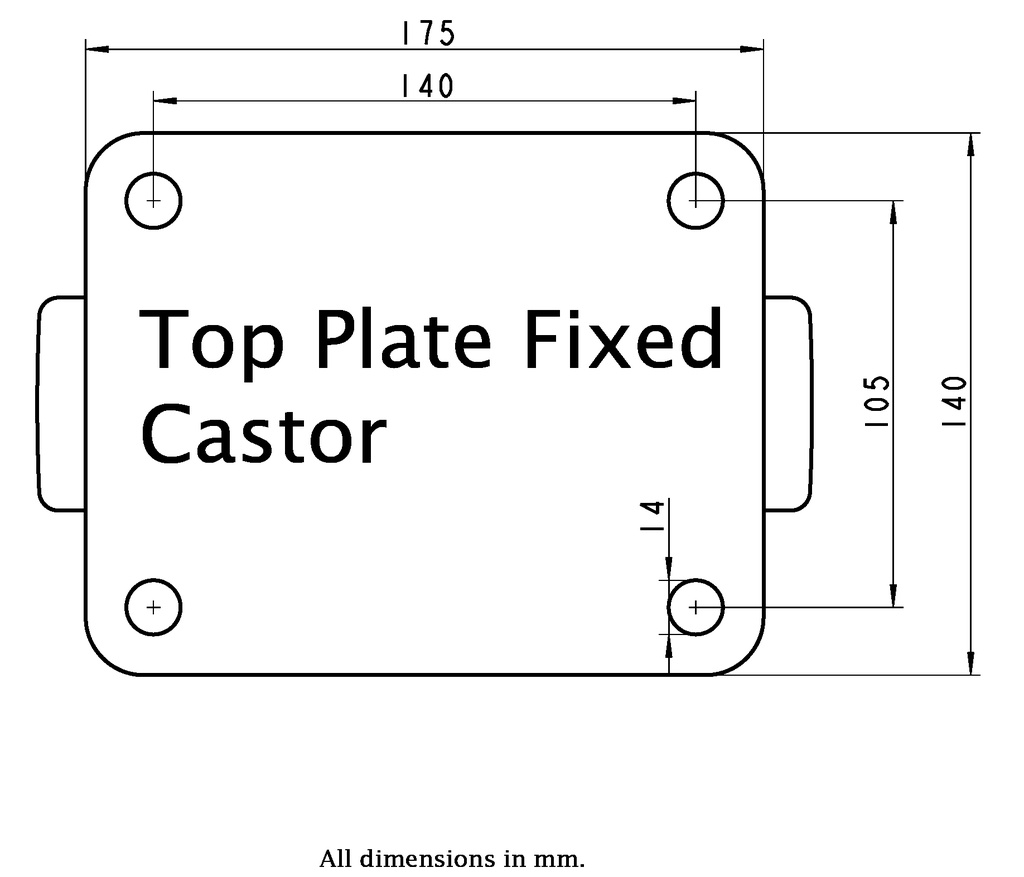 LS series 150mm fixed top plate 175x140mm - Plate drawing