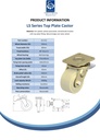 LS series 150mm swivel/brake top plate 175x140mm castor with cast nylon ball bearing wheel 3000kg - Spec sheet