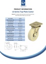 LS series 200mm swivel top plate 175x140mm castor with cast nylon ball bearing wheel 3000kg - Spec sheet