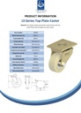 LS series 200mm swivel top plate 255x200mm castor with cast nylon ball bearing wheel 4500kg - Spec sheet