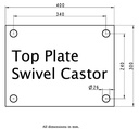 LS series 400mm swivel top plate 400x300mm - Plate drawing
