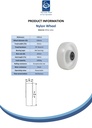 Wheel series 150mm nylon 20mm bore hub length 58mm ball bearing 1000kg - Spec sheet