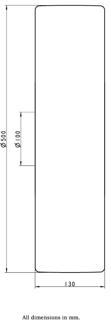 Wheel series 500mm cast nylon 100mm bore hub length 130mm ball bearing 15000kg - Wheel dimensions