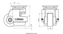 Levelling series HRP-POA 45G 45mm swivel top plate 55x55mm castor with nylon plain bearing wheel 180kg - Castor drawing