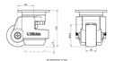 Levelling series HRP-POA 63G 63mm swivel top plate 90x90mm castor with nylon plain bearing wheel 500kg - Castor drawing