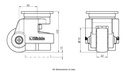 Levelling series HRSP-POA 72G 72mm swivel top plate 95x95mm castor with nylon plain bearing wheel 1000kg - Castor drawing