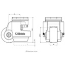 Levelling series HRIG-POA 63G 63mm swivel threaded bolt hole M12x15mm castor with nylon plain bearing wheel 500kg - Castor drawing