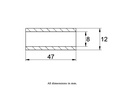 Bush 12x08x47mm Stainless Steel - Bush drawing with Dimensions