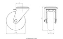 300SS series 100mm stainless steel swivel bolt hole 12mm castor with grey TPR-rubber on polypropylene centre plain bearing wheel 110kg - Castor drawing