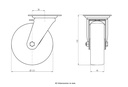 300HTSS series 125mm stainless steel swivel top plate 100x85mm castor with heat resistant thermoplastic plain bearing wheel 150kg - Castor dimensions