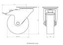 300HT series 150mm swivel/brake top plate 140x110mm castor with heat resistant thermoplastic plain bearing wheel 300kg - Castor dimensions