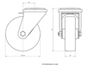 300HT series 100mm swivel bolt hole 13mm castor with heat resistant thermoplastic plain bearing wheel 150kg - Castor dimensions