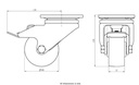 LH series 80mm swivel/brake top plate 100x85mm castor with nylon plain bearing wheel 350kg - Castor dimensions