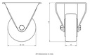 LH series 100mm fixed top plate 140x110mm castor with cast nylon ball bearing wheel 700kg - Castor dimensions