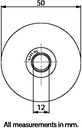 50mm Square groove wheel with 1 ball bearing Drawing with Dimensions
