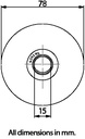 80mm Round groove wheel with 1 ball bearing Side view - Dimensions