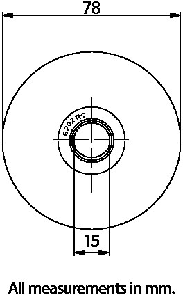 80mm Square groove wheel with 1 ball bearing Side View Drawing with Dimensions