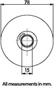 80mm Square groove wheel with 1 ball bearing Side View Drawing with Dimensions