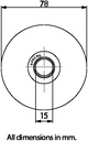 80mm Round groove wheel with 2 ball bearing Side View - Dimensions