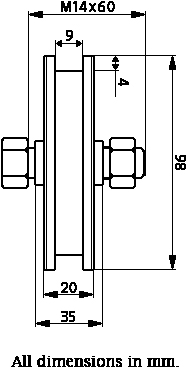 100mm Square groove wheel with 1 BB Drawing with Dimensions