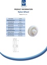 Wheel series 50mm nylon 6.5mm bore hub length 25mm plain bearing 50kg - Spec sheet