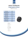 Wheel series 50mm polypropylene 8mm bore hub length 22mm plain bearing 30kg - Spec sheet