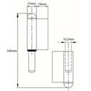 100mm Steel weldable hinge, fixed pin- Right Hand Drawing with Dimensions