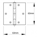 63x63mm Square hinge zinc plated Drawing with Dimensions