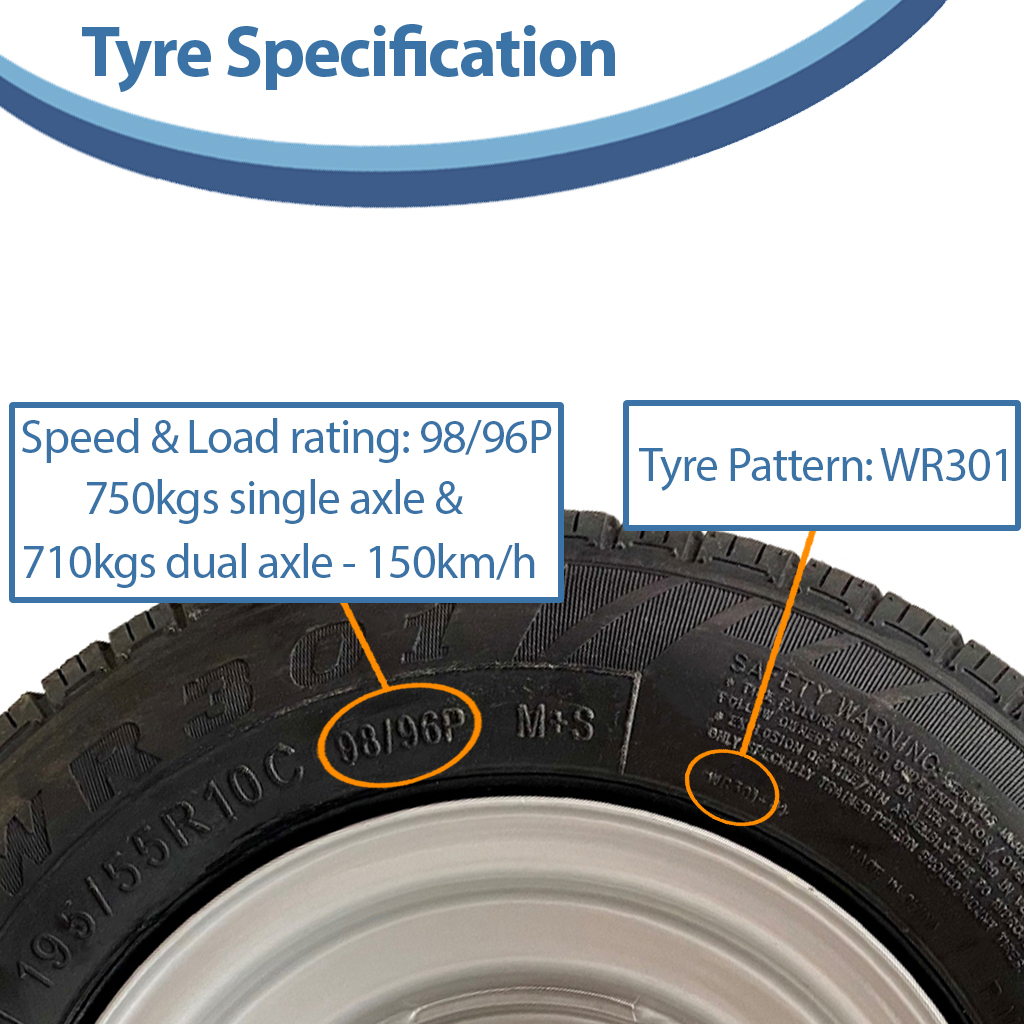 195/55R10 Wanda WR301 on 4/100 trailer assembly specification