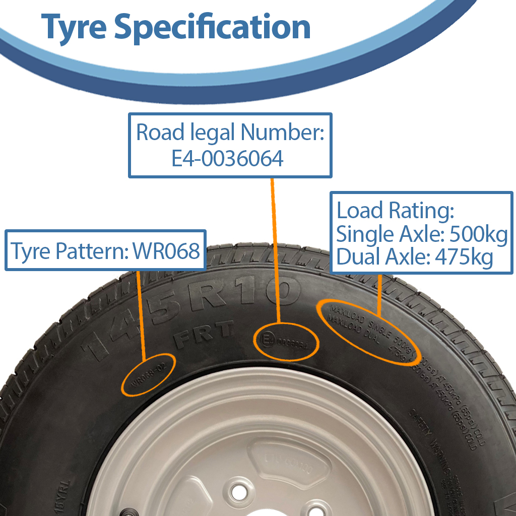 145x10 Wanda WR068 TRAILER WHEEL 4/100mm Specification