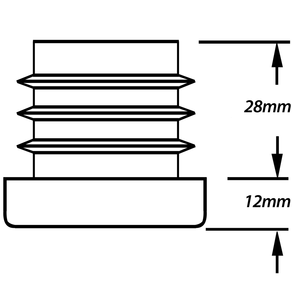 Plastic square insert 150x150mm (5.0/8.0mm) Drawing with Dimensions