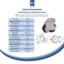 Levelling series HRIG-POA 45G 45mm swivel threaded bolt hole M8x12mm castor with nylon plain bearing wheel 180kg spec sheet