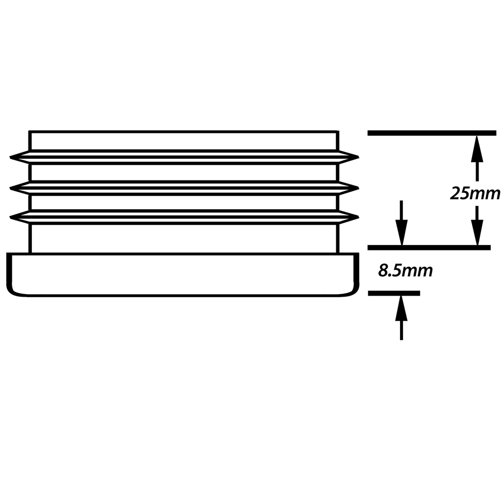 Plastic rectangular insert 80x40mm (3.2/4mm) Drawing with Dimensions