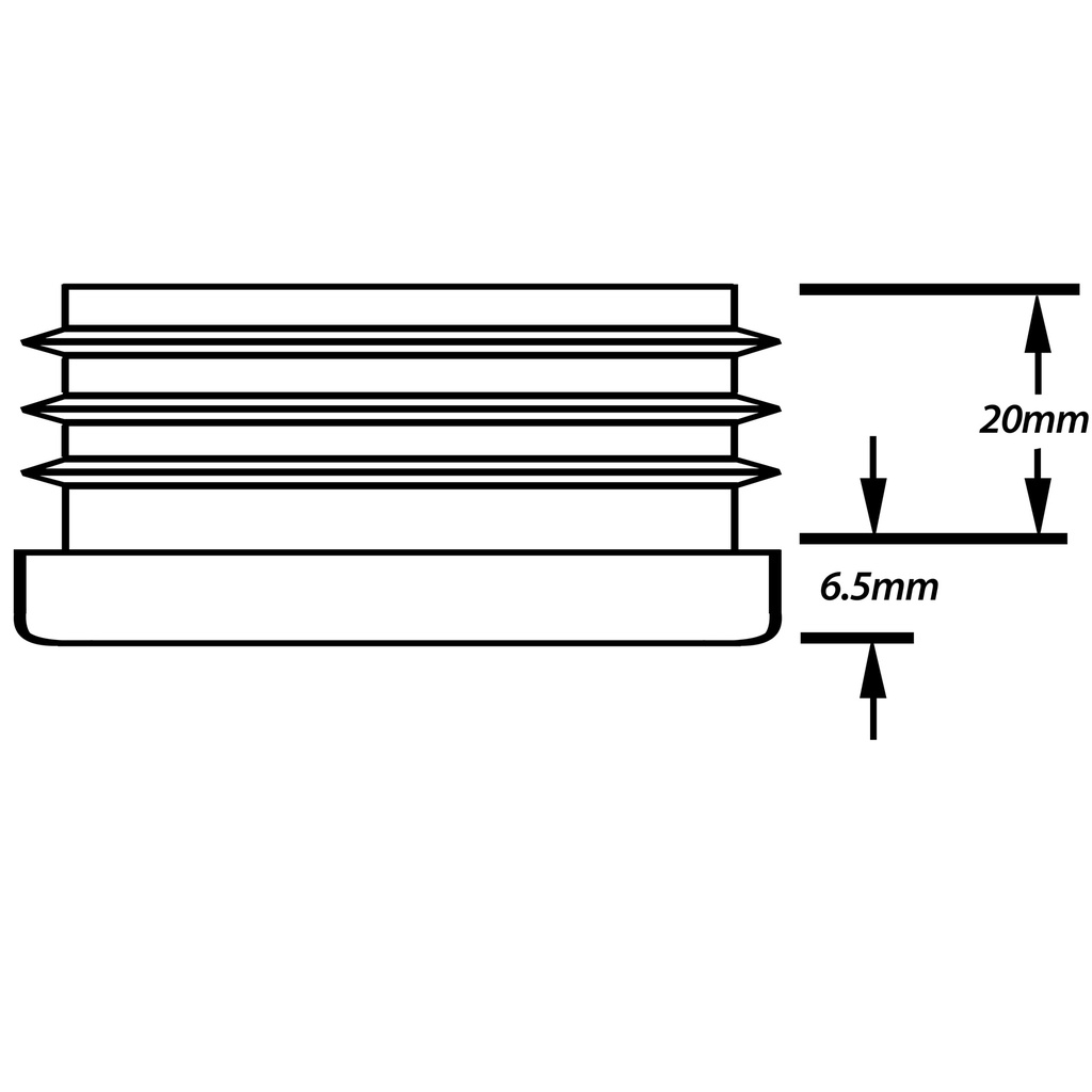 Plastic rectangular insert 100x50mm (2.4/4mm) Drawing with Dimensions
