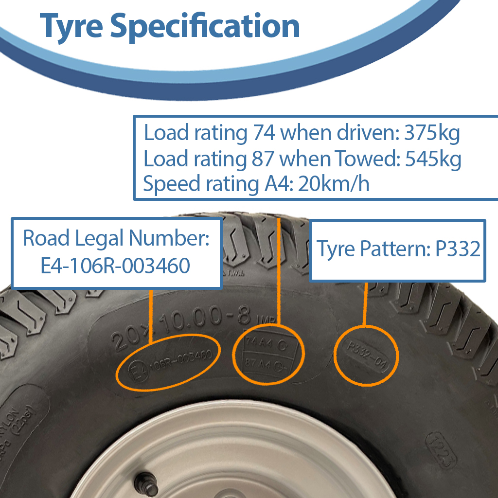 20x10.00-8 4ply P332 GRASS tyre specification