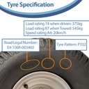 20x10.00-8 4ply P332 GRASS tyre specification