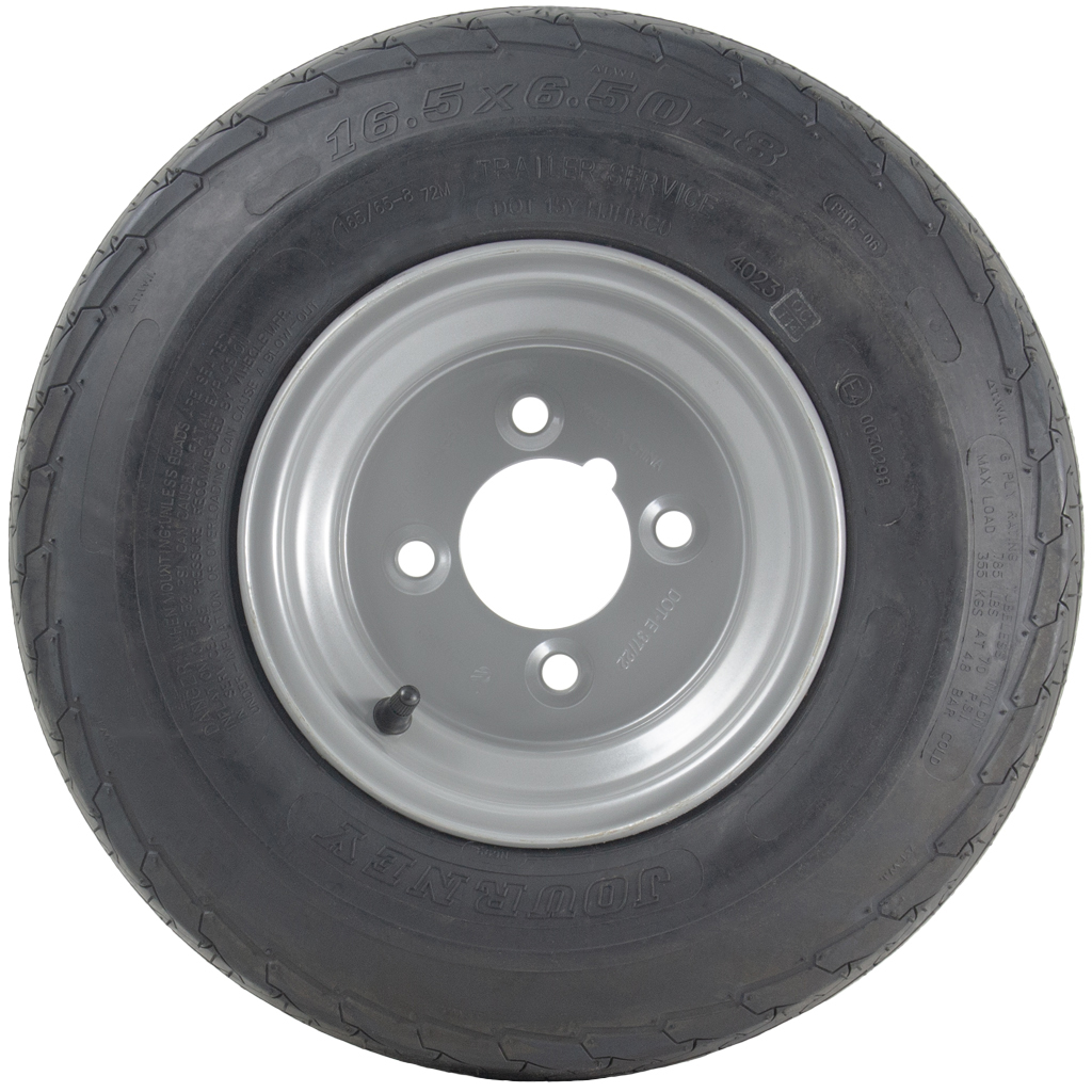 16.5x6.50-8 6ply trailer wheel & tyre assembly 4/101.6/67 (4" PCD) side view