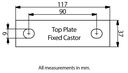 100mm Round groove wheel with 20mm groove in fixed bracket - Top plate dimensions