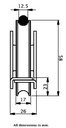 60mm Round groove wheel in 2-hole support bracket - Dimensions