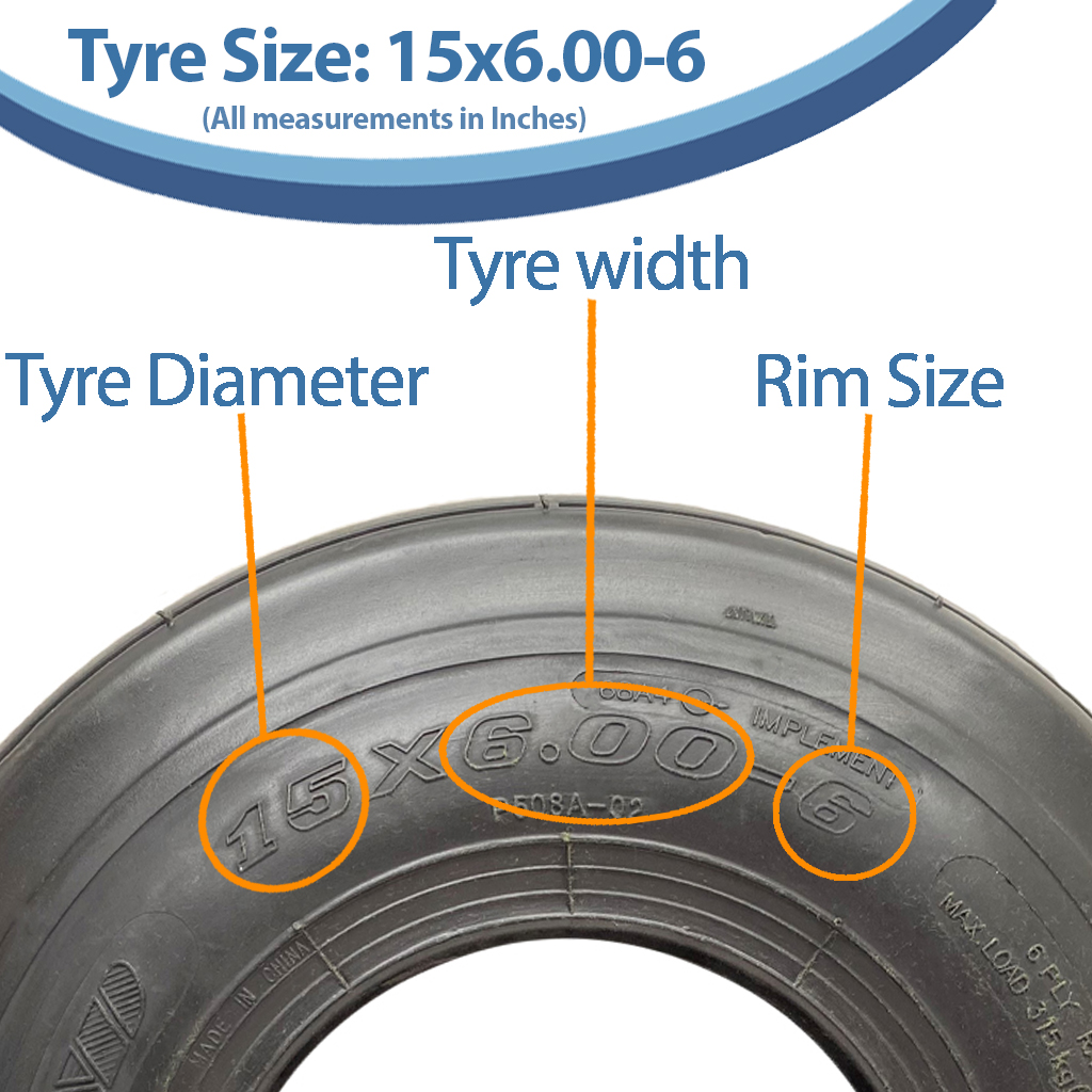 15x6.00-6 6pr Journey P508A Rib tyre size with text