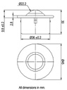 Ball Transfer Unit Euro Series Carbon Chrome Load Ball Diameter 22.2mm, Built in Clips - Dimensions