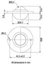 Ball Transfer Unit Flange Fixing Series Carbon Chrome Load Ball Diameter 25.4mm - Dimensions