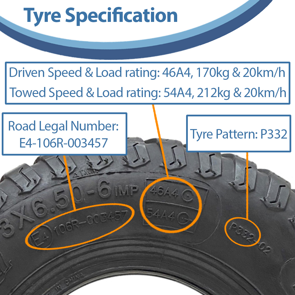 13x6.50-6 4pr Journey P332 grass tyre specification